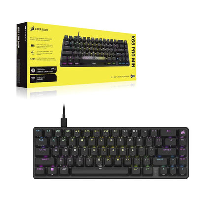 CORSAIR K65 PRO MINI RGB 65% Optical-Mechanical Gaming Keyboard | CORSAIR OPX Switches | 8000Hz Report Rate | 67 Keys | NKRO | 8MB Memory