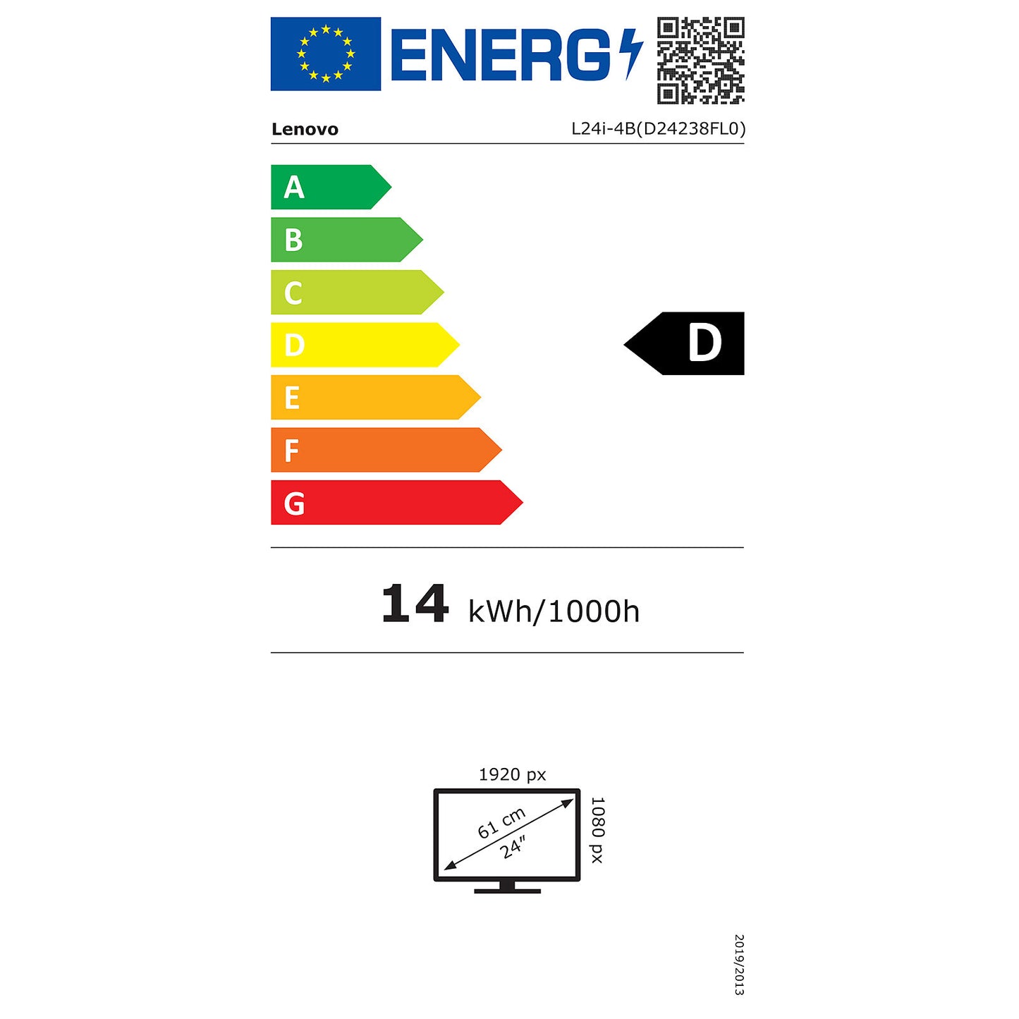 Lenovo L24i-4B 24" LED Monitor | FHD 1920x1080 | 48Hz - 100Hz | IPS Panel | Anti-Glare | HDMI, VGA | 3W x 2 Speakers | 3Y