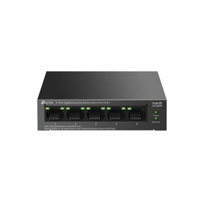 TP-Link LS105GP 5-Port Gigabit Desktop Switch with 4-Port PoE+ | High-Speed Power Delivery with Long-Range PoE and Silent Operation