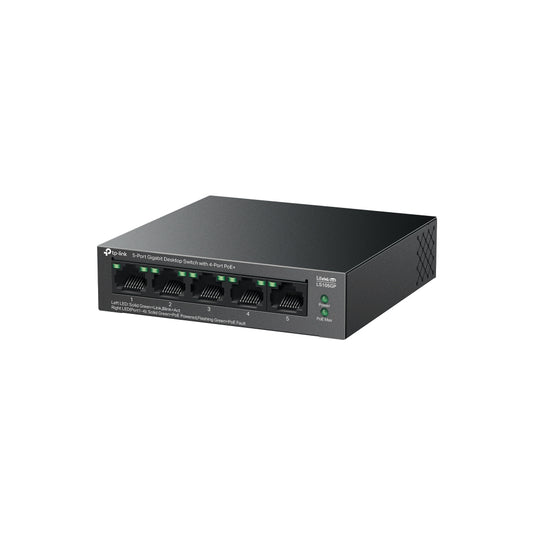TP-Link LS105GP 5-Port Gigabit Desktop Switch with 4-Port PoE+ | High-Speed Power Delivery with Long-Range PoE and Silent Operation