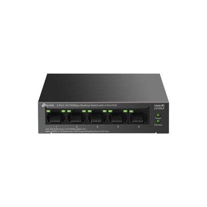 TP-Link LS105LP 5-Port 10/100Mbps Desktop Switch with 4-Port PoE | Compact, Long-Range Power Delivery with Silent Operation