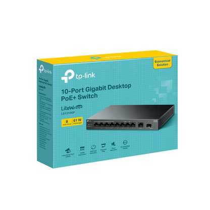 TP-Link LS1210GP 10-Port Gigabit Desktop Switch with 8-Port PoE+ | Full Gigabit Performance, Long-Range PoE, and Secure Traffic Isolation