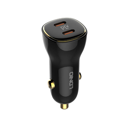 LDNIO C104 | 60W Dual PD Car Charger, 2× USB-C Ports (30W+30W), PD/PPS Fast Charging, Compact Design