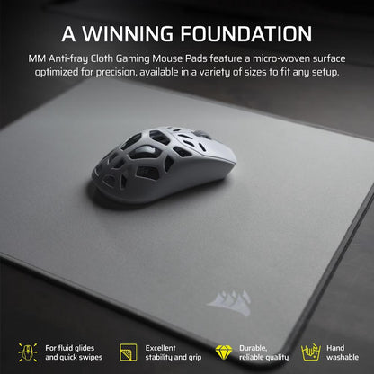 CORSAIR MM Anti-fray Cloth Gaming Mouse Pad – 3XL | Micro-Woven Surface | Anti-Fray Stitched Edges | Natural Rubber Base | Gray