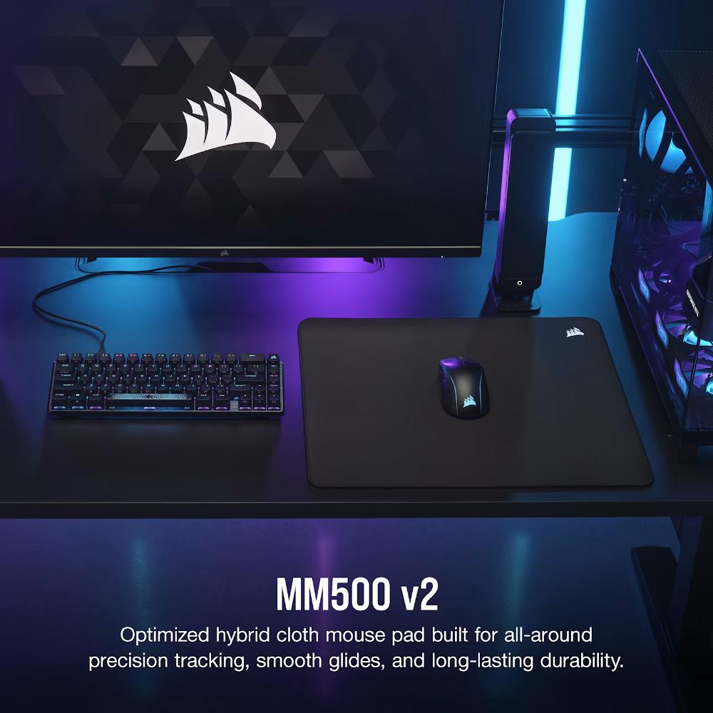 CORSAIR MM500 v2 Hybrid Cloth Gaming Mouse Pad – Large | High-Density Hybrid Cloth Surface | Spill-Proof Coating | Anti-Fray Edges | 450 × 400mm