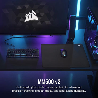 CORSAIR MM500 v2 Hybrid Cloth Gaming Mouse Pad – Large | High-Density Hybrid Cloth Surface | Spill-Proof Coating | Anti-Fray Edges | 450 × 400mm