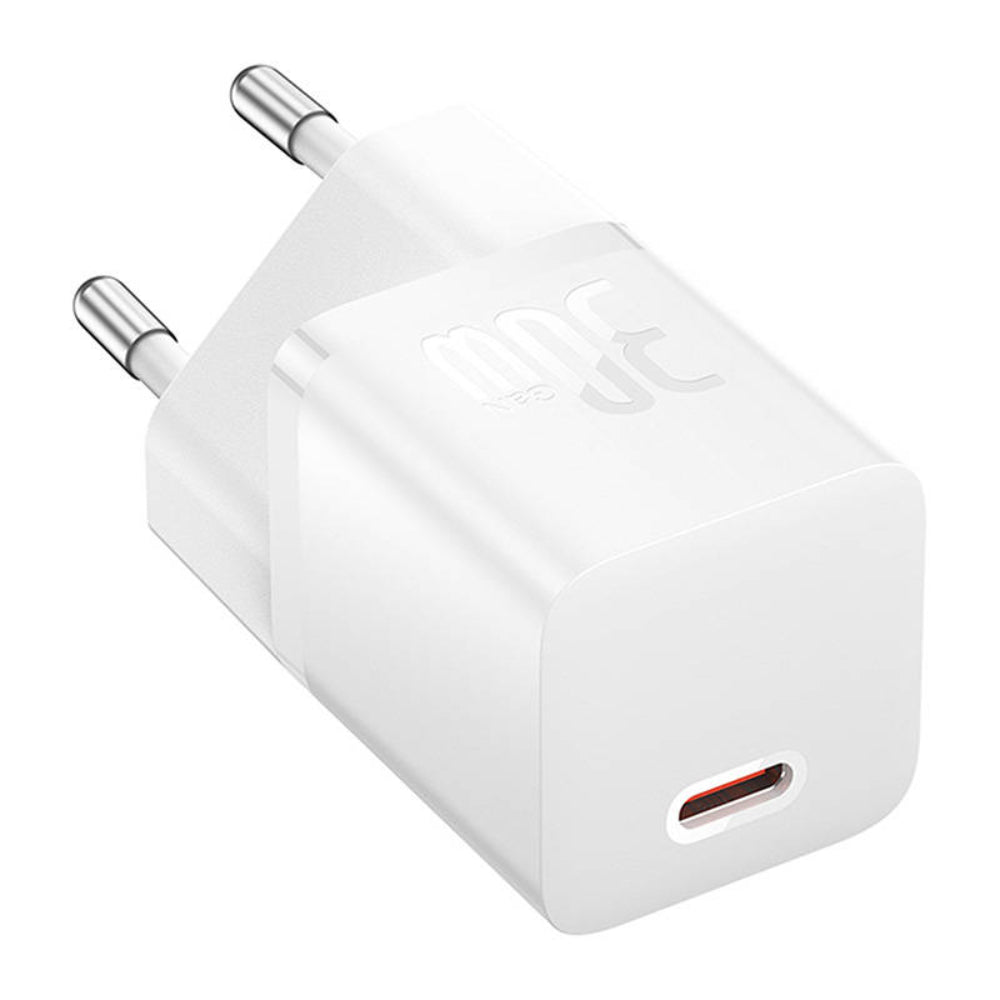Baseus GaN5 Series | Mini Fast Charger | Single USB-C Port | 30W PD Output | GaN5 Technology | Compact Design | Travel-Friendly | White | For Phones, Tablets, USB-C Accessories