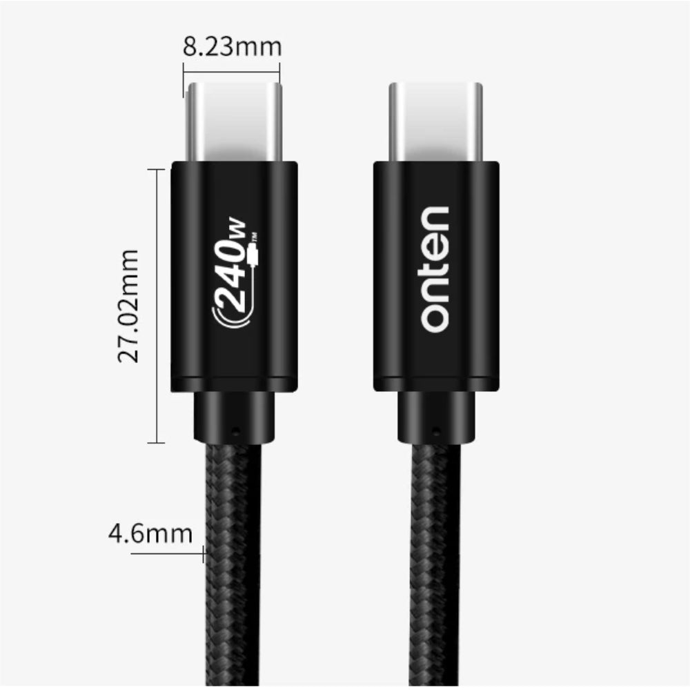 Onten OTN-CC201 | USB-C to USB-C Cable | 240W PD 3.1 Charging | 5Gbps Data | E-Marker Chip | 1 Meter | For MacBook, Surface, Dell XPS, HP Spectre, Gaming Laptops, USB-C Devices