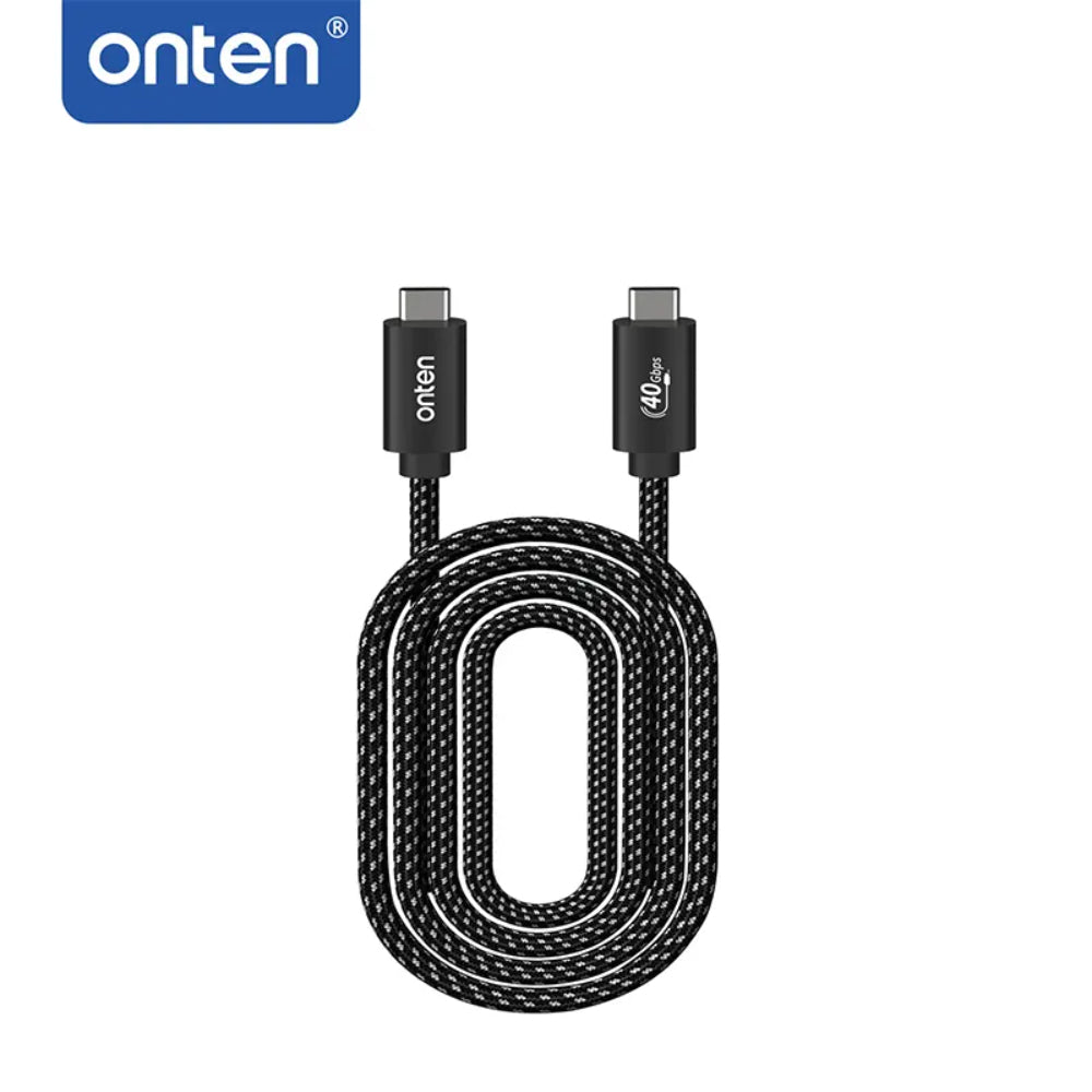 Onten OTN-CC202 | USB4 / Thunderbolt 4 Cable | 40Gbps Data | 100W PD Charging | 8K Video | E-Marker Chip | 1 Meter | For MacBook, Surface, Dell XPS, HP Spectre, USB-C Devices