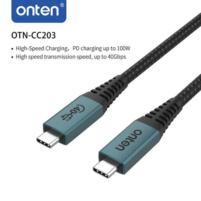 ONTEN CC203 | USB4 / Thunderbolt 4 Cable | 1 Meter | 40Gbps Data | 100W PD Charging | 8K Video | E-Marker Chip | For MacBook, Surface, Dell XPS, HP Spectre, USB-C Devices