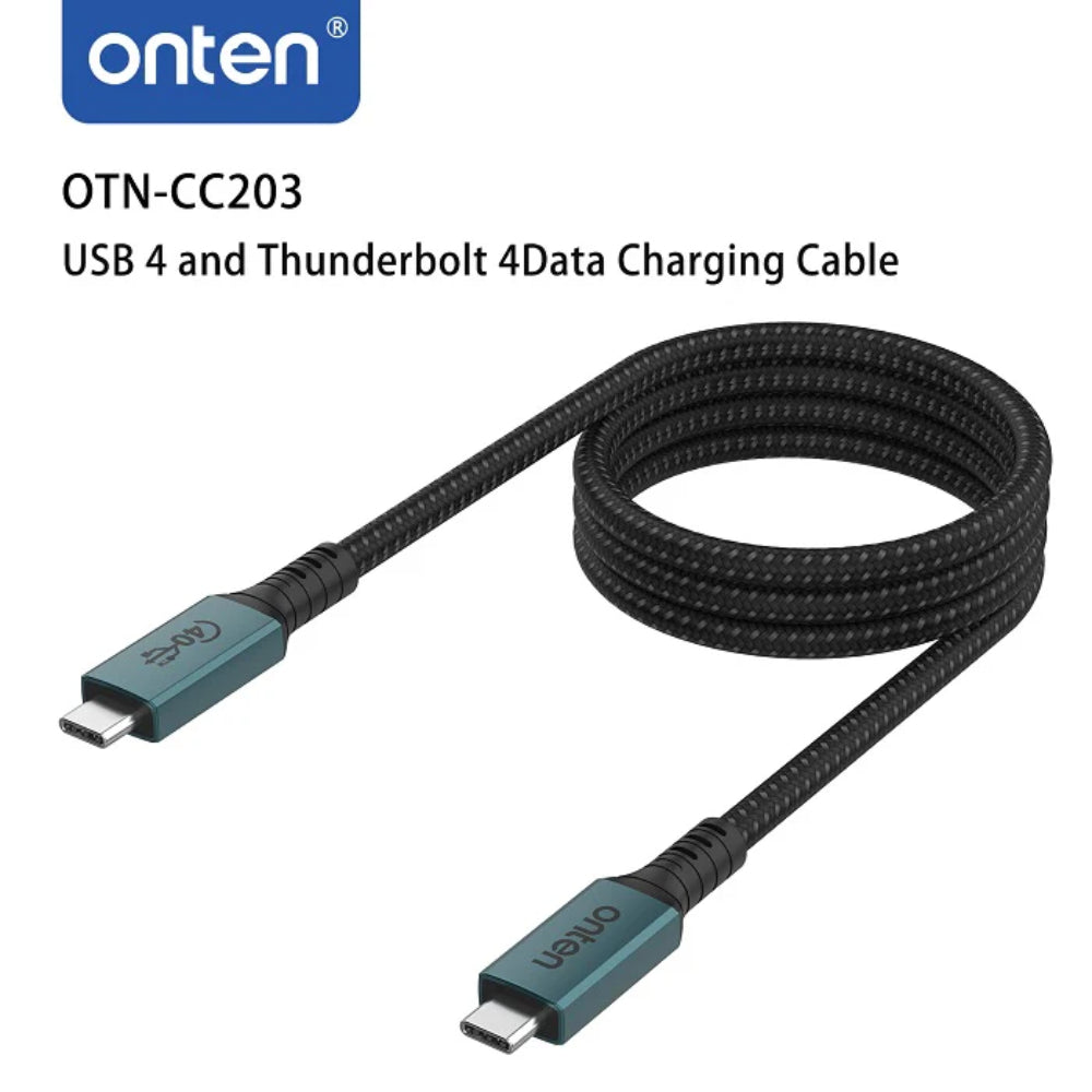 ONTEN CC203 | USB4 / Thunderbolt 4 Cable | 1 Meter | 40Gbps Data | 100W PD Charging | 8K Video | E-Marker Chip | For MacBook, Surface, Dell XPS, HP Spectre, USB-C Devices