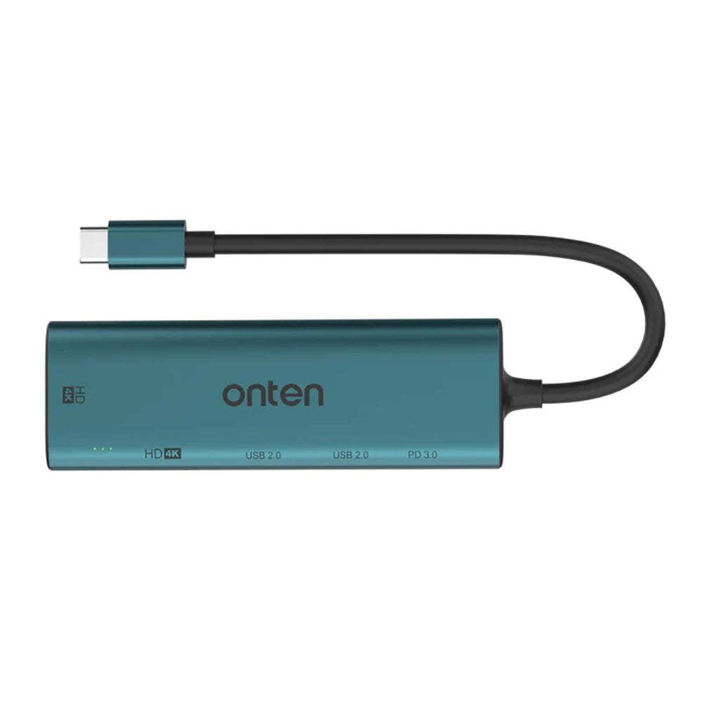 Onten UC126 | USB-C to Dual HDMI Adapter + PD 3.0 + USB 2.0 × 2 | 4K@30Hz HDMI | Plug & Play | For MacBook, Surface, Dell XPS, HP Spectre, USB-C Laptops/Tablets