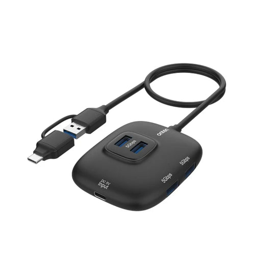 Onten UCA310 | Type-C + USB 3.1 to 4-Port USB 3.0 Hub | 5Gbps Transfer | DC 5V Power Option | Plug & Play | For MacBook, Surface, Dell XPS, USB-C &amp; USB-A Devices