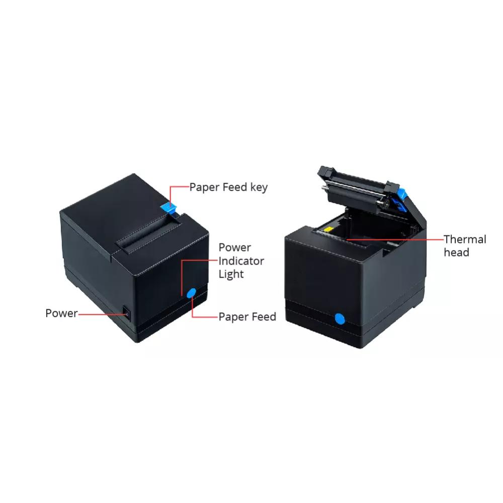 Print-Rite PR-80V 80mm Thermal Receipt Printer | USB + Ethernet / USB + Cash Drawer | 203 DPI | 200mm/s | Auto Cutter