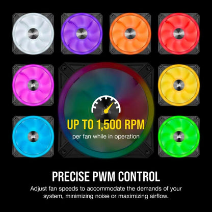 Corsair iCUE QL120 RGB | 120mm PWM Triple Fan Kit (Lighting Node CORE, 102 RGB LEDs)
