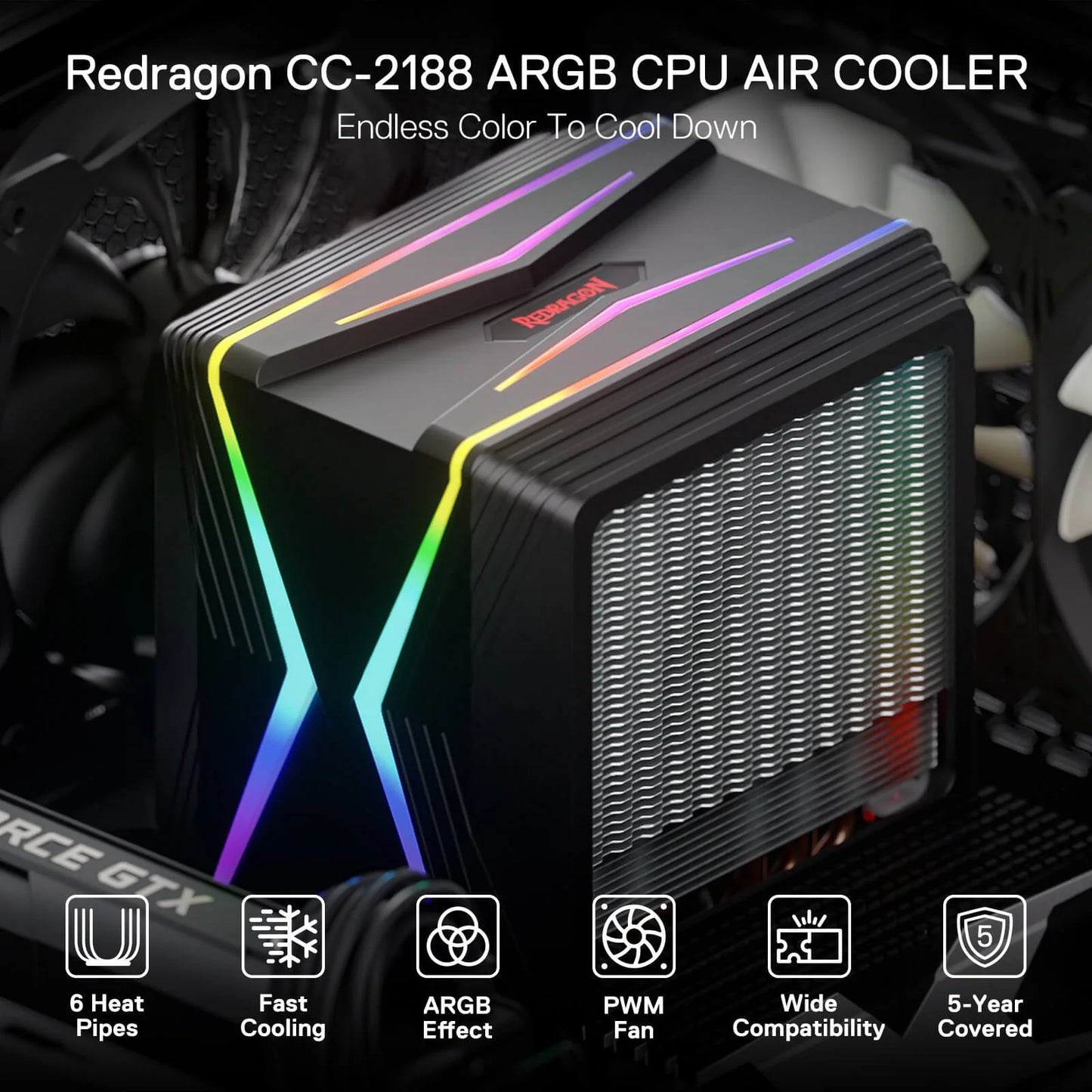 Redragon CC2188 HUDUR Air Dual Tower CPU Air Cooler