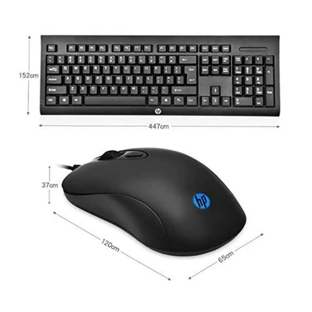 HP KM100 | Wired Gaming Keyboard & Mouse, Ergonomic, 104 Keys, 1600 DPI, Black