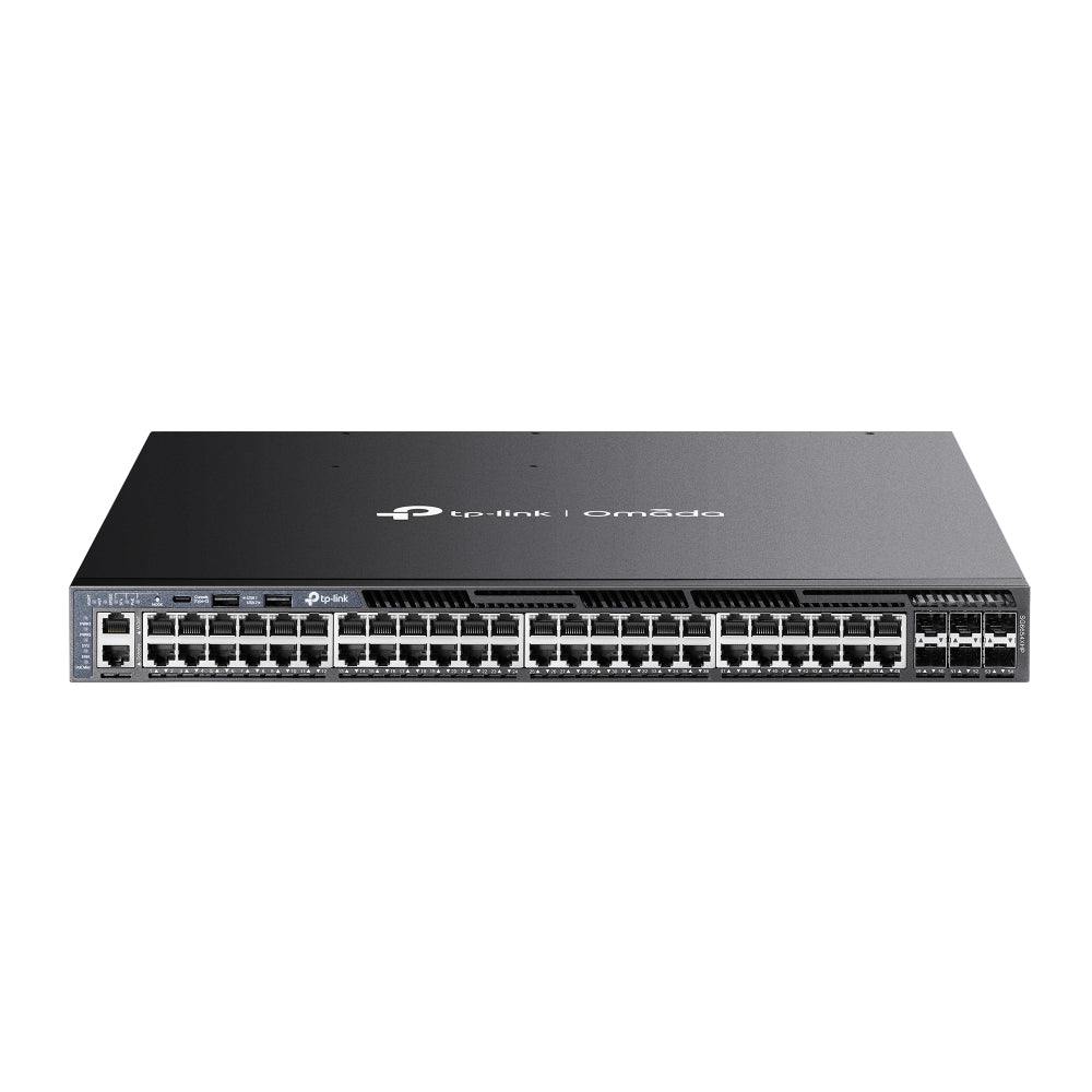 TP-Link SG6654X Omada 48-Port Gigabit Stackable L3 Managed PoE+ Switch with 6× 10G Slots | High-Power PoE+, Full L3 Routing, and Stackable Redundancy for Enterprise Networks