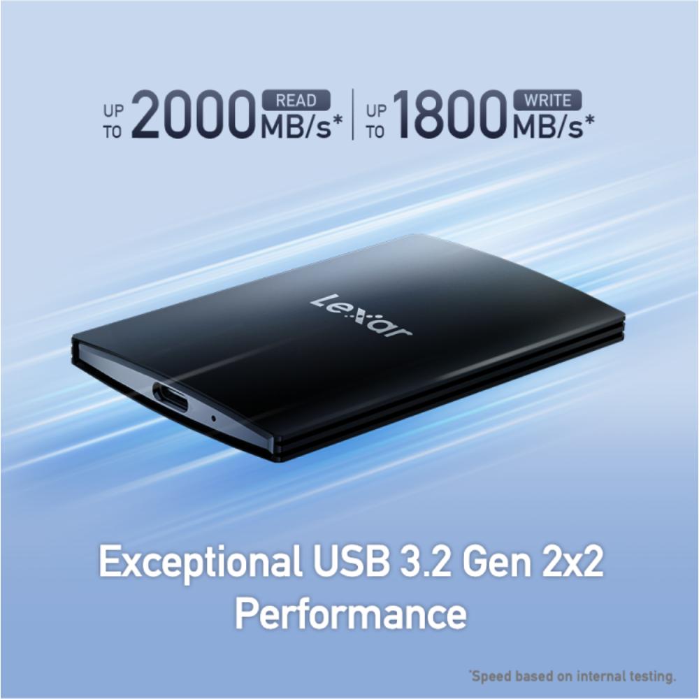 Lexar® SL500 Portable SSD | Up to 2000MB/s Read | USB 3.2 Gen 2x2 | Ultra-Slim External SSD