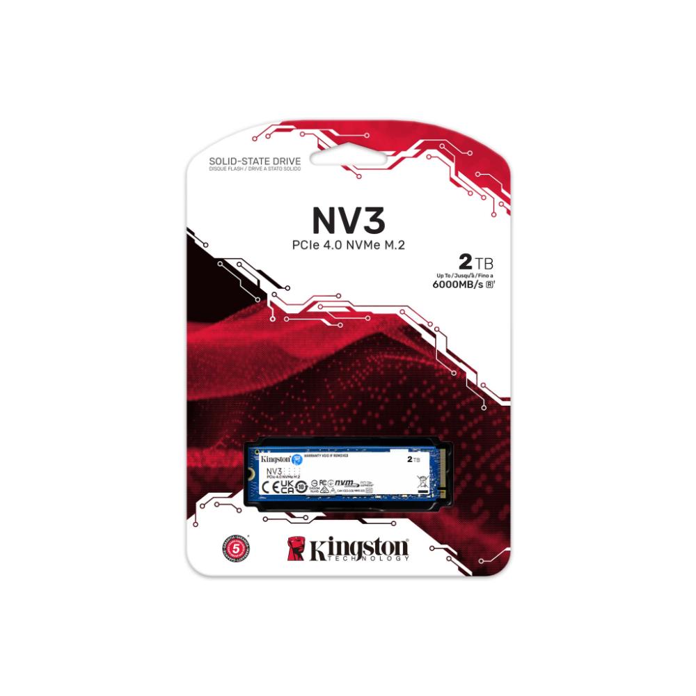 Kingston NV3 PCIe 4.0 NVMe SSD | Gen4 x4 | Up to 6,000MB/s | M.2 2280 | 500GB / 1TB / 2TB / 4TB