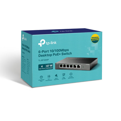 TP-Link TL-SF1006P 6-Port 10/100Mbps Desktop Switch with 4-Port PoE+ | Smart Power, Extended Range, and Priority Traffic Control