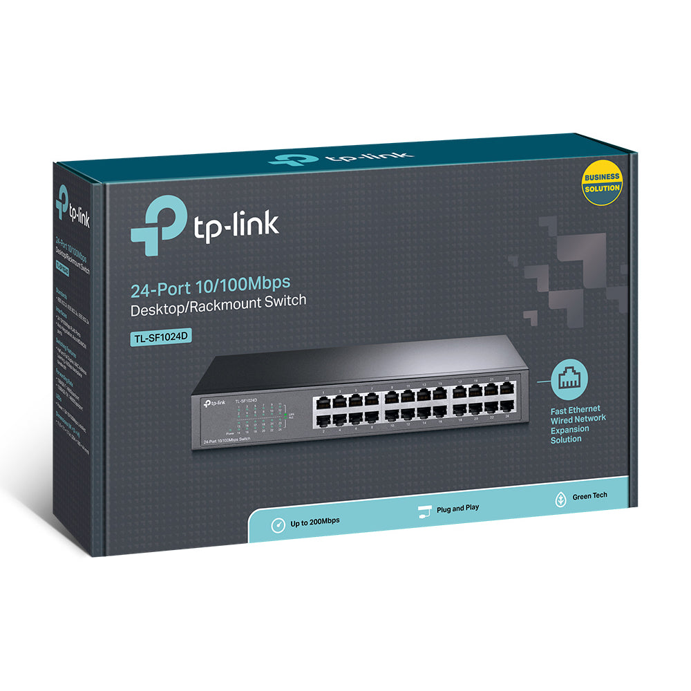 TP-Link TL-SF1024D 24-Port 10/100Mbps Desktop/Rackmount Switch | Scalable, Energy-Saving, and Durable Network Expansion