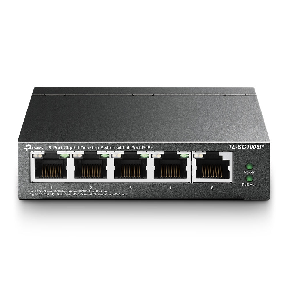 TP-Link TL-SG1005P 5-Port Gigabit Desktop Switch with 4-Port PoE+ | High-Speed PoE+ with QoS for Smooth, Plug-and-Play Connectivity