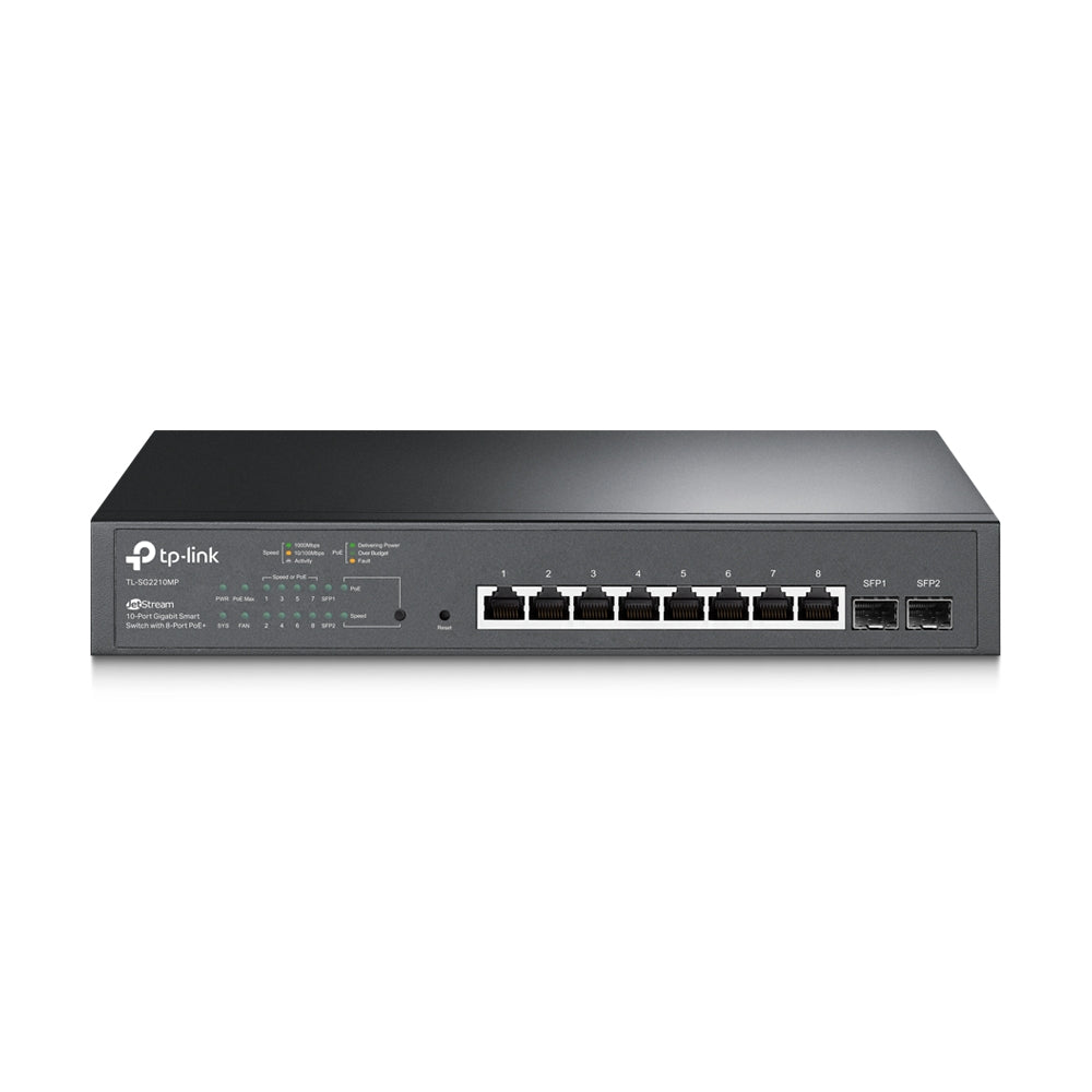 TP-Link TL-SG2210MP JetStream 10-Port Gigabit Smart Switch with 8-Port PoE+ | Enterprise-Class PoE+, Omada SDN Integration, and Advanced Security