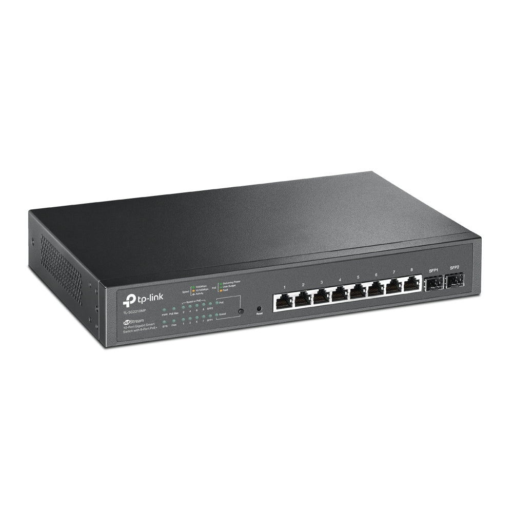 TP-Link TL-SG2210MP JetStream 10-Port Gigabit Smart Switch with 8-Port PoE+ | Enterprise-Class PoE+, Omada SDN Integration, and Advanced Security