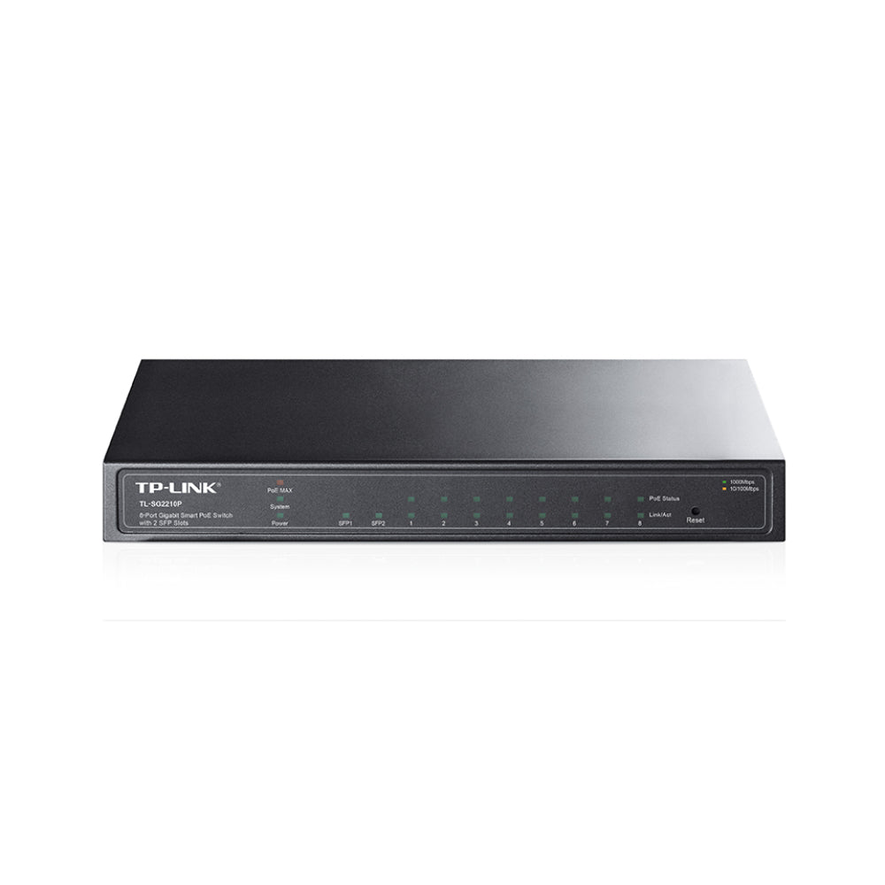 TP-Link TL-SG2210P 8-Port Gigabit Smart PoE Switch with 2 SFP Slots | Managed PoE+ with Advanced Security, QoS, and Energy Efficiency