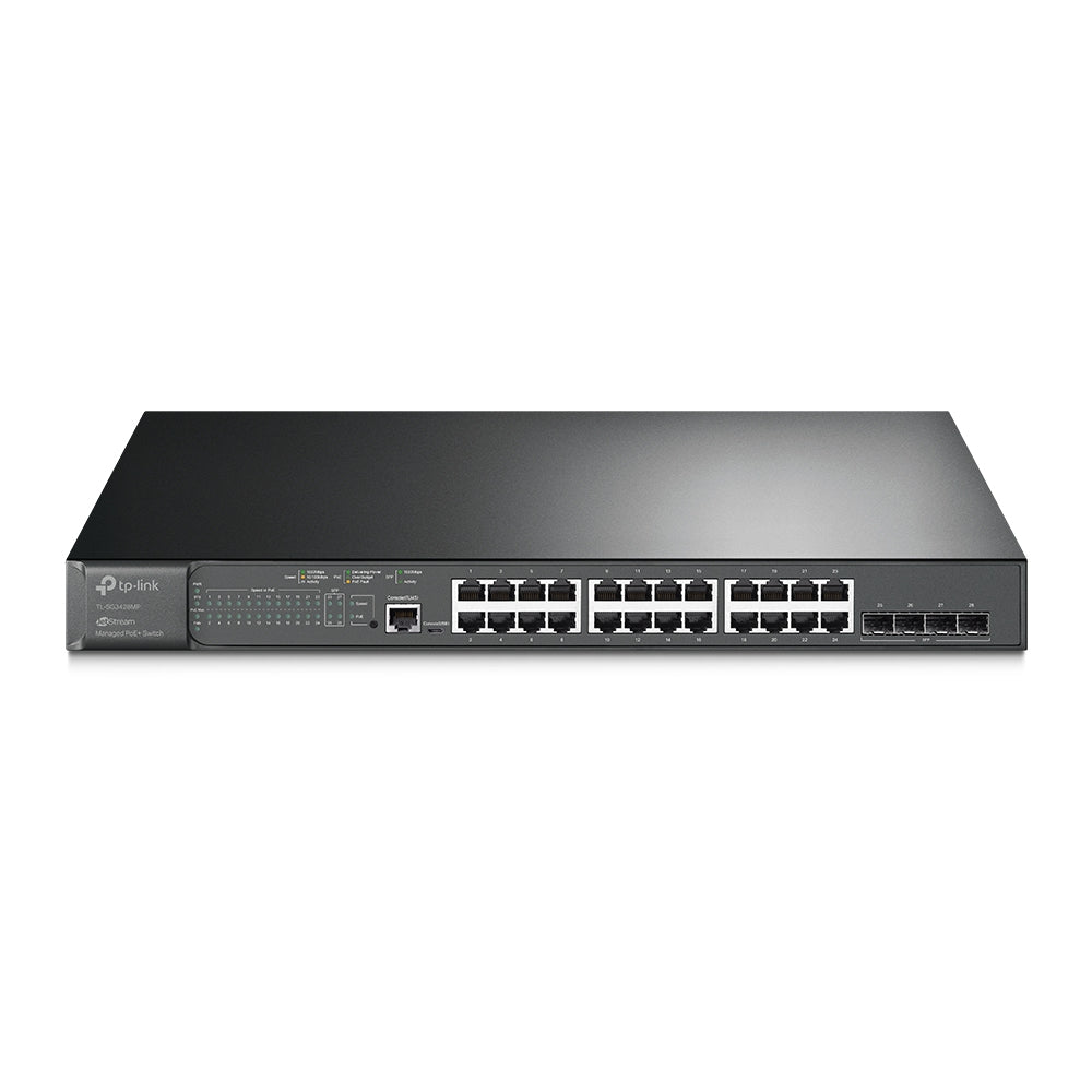 TP-Link TL-SG3428MP JetStream 28-Port Gigabit L2+ Managed Switch with 24-Port PoE+ | High-Power PoE+, Omada SDN Integration, and Enterprise-Grade Layer 2+ Control