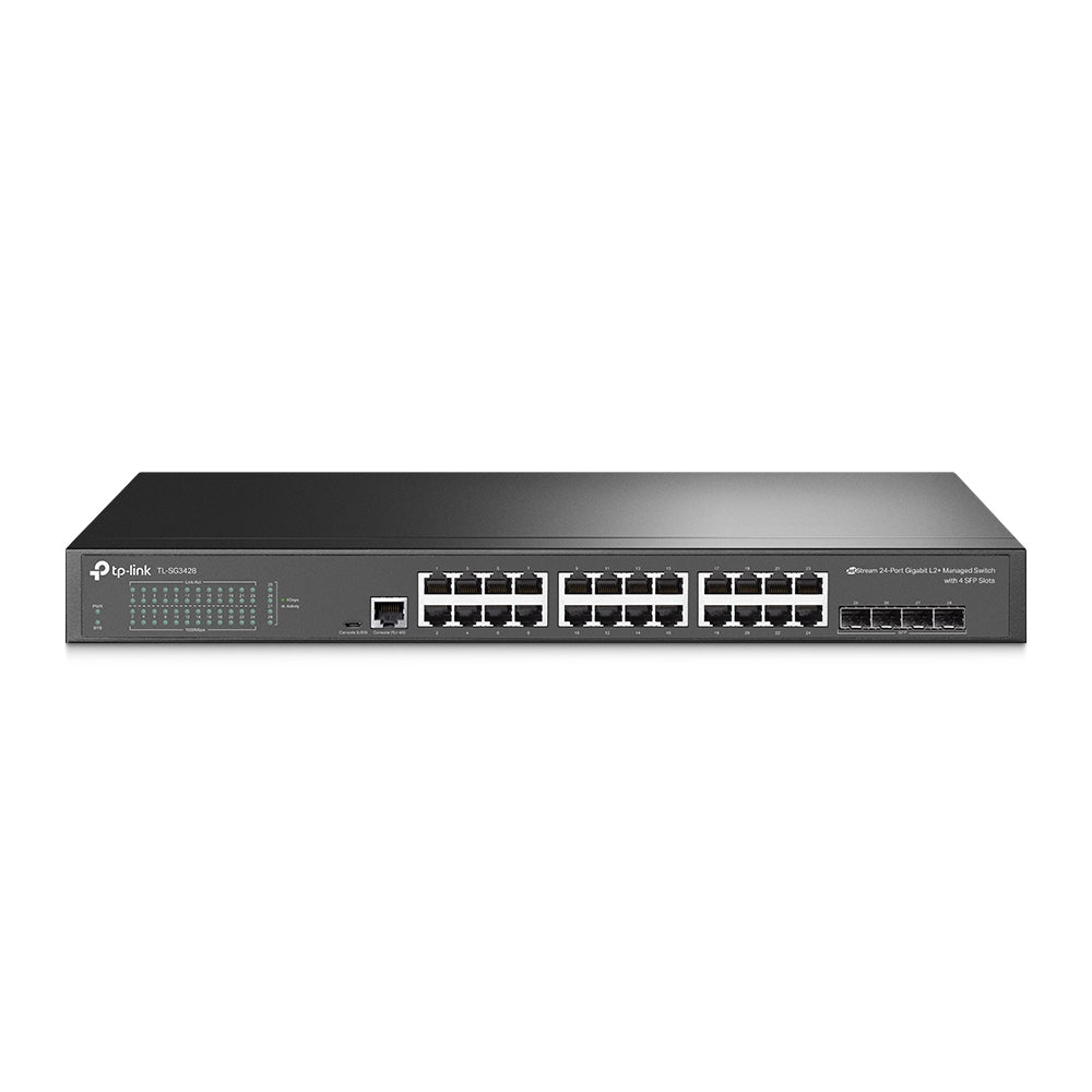 TP-Link TL-SG3428 JetStream 24-Port Gigabit L2+ Managed Switch with 4 SFP Slots | Omada SDN Integration, Advanced Routing, and Enterprise-Grade Security