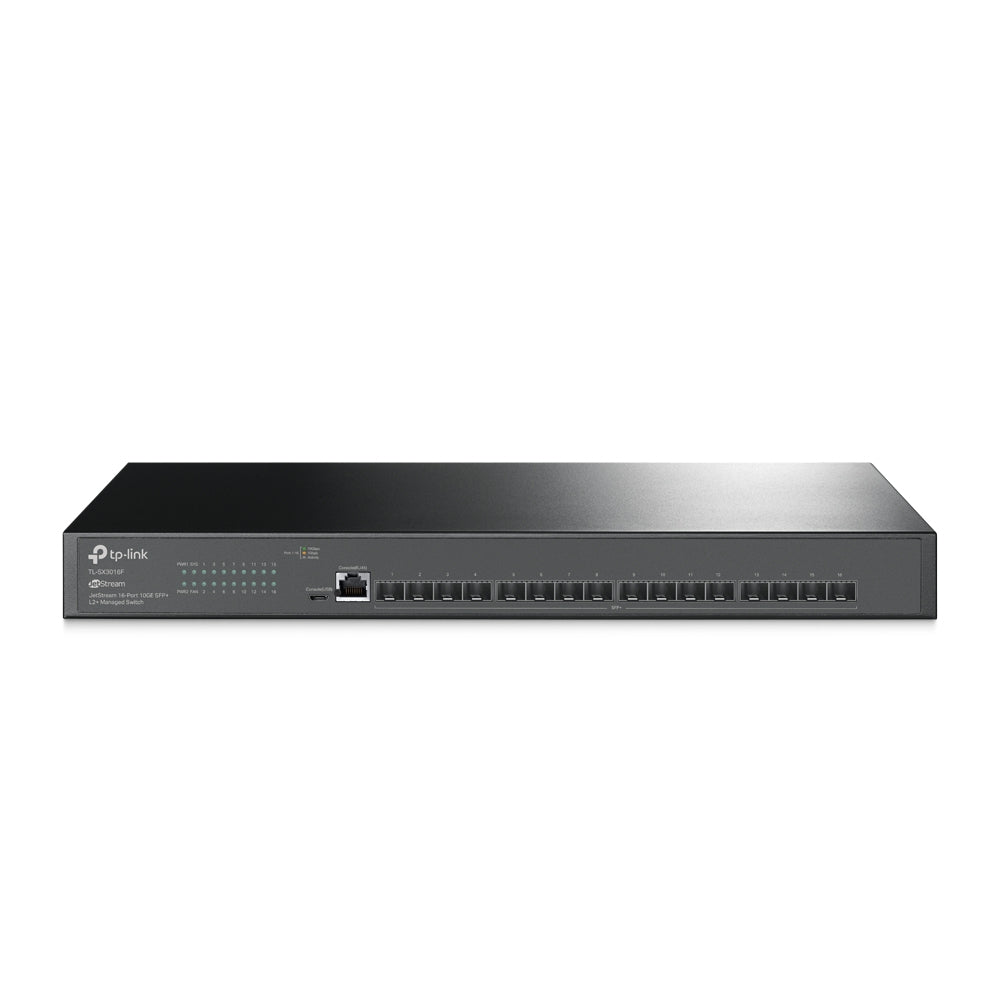 TP-Link TL-SX3016F JetStream 16-Port 10GE SFP+ L2+ Managed Switch | High-Bandwidth Aggregation, Redundant Power, and Omada SDN Integration