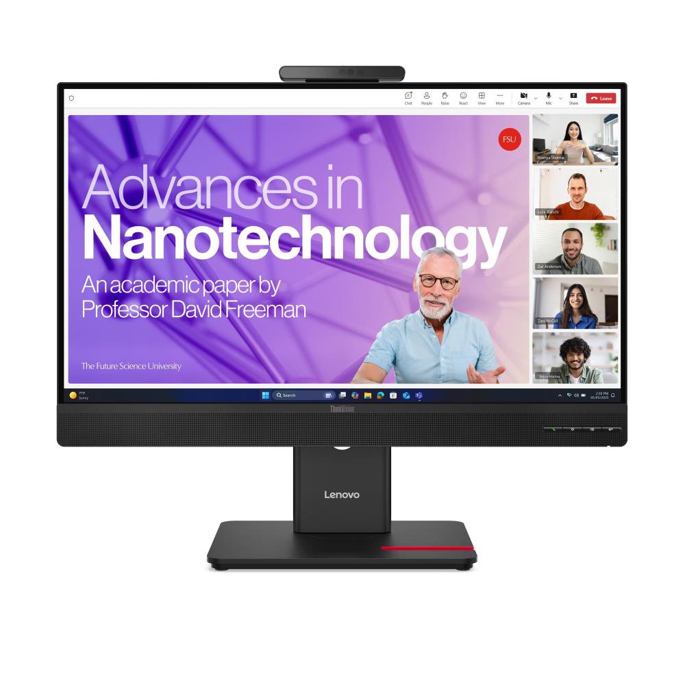 Lenovo ThinkVision T24-4v Monitor | 23.8" FHD IPS | 1920×1080 | 48–120Hz | 99% sRGB | 5MP IR+RGB Webcam | 3W×2 Speakers | HDMI 1.4 | DisplayPort 1.2 | VGA