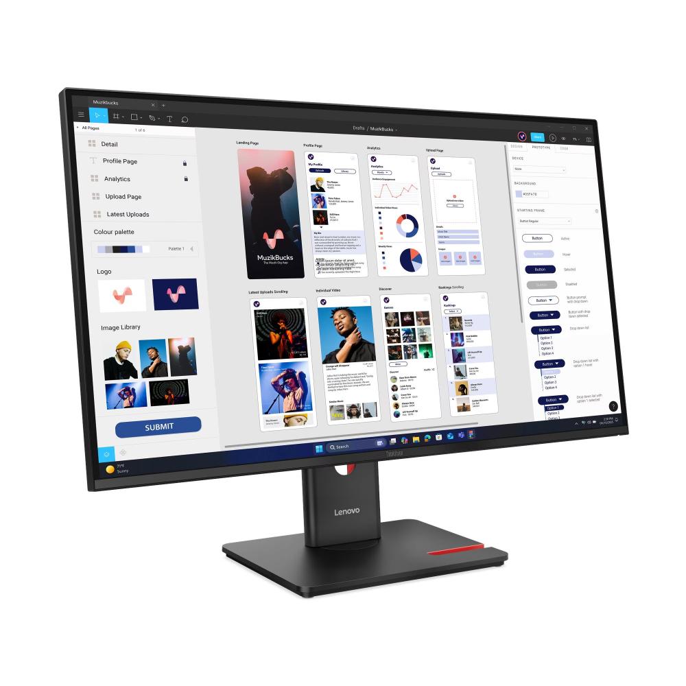 Lenovo ThinkVision T32UD-40 Monitor | 31.5" 4K UHD IPS | 99% sRGB & BT.709 | USB-C 100W PD | USB Hub | RJ-45 Ethernet | HDR10 | HDMI 2.1 | DP 1.4 | Ergonomic Stand