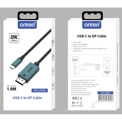 Onten OTN-UC955 | USB-C to DisplayPort Cable | 8K@60Hz | DisplayPort 1.4 | Plug & Play | For MacBook, Surface, Dell XPS, USB-C Laptops/Tablets/Phones