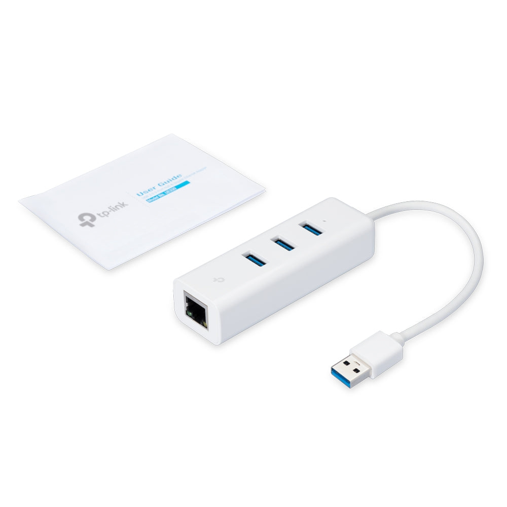 TP-Link UE330 USB 3.0 3-Port Hub & Gigabit Ethernet Adapter | 2-in-1 High-Speed Expansion for Laptops & Ultrabooks