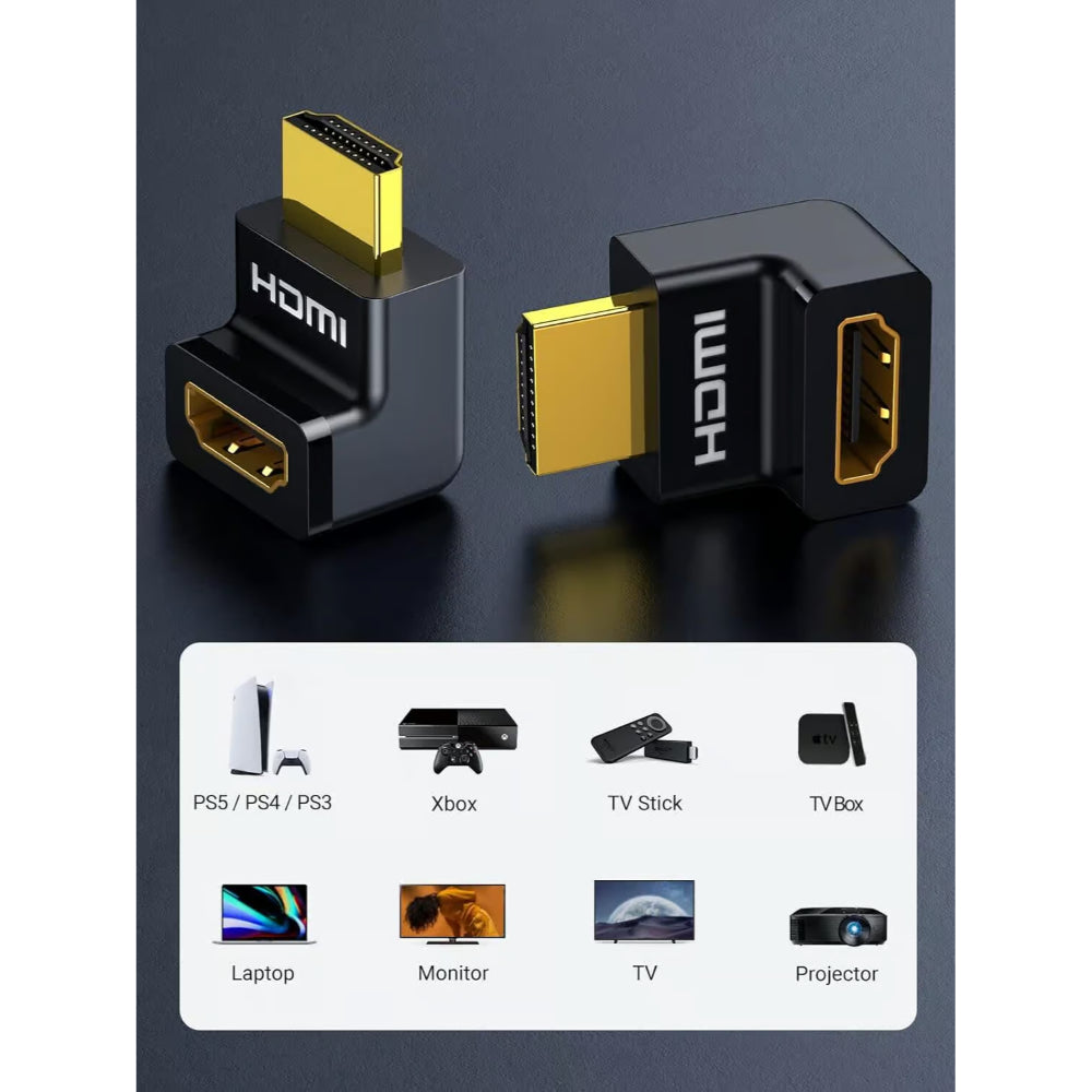 UGREEN 20110 | HDMI Male to Female Connector | 4K@60Hz | Up/Down Angle | Gold-Plated Terminals | Compact Adapter | For HDTV, Monitor, Projector, PS4, PS5, Xbox, Laptop