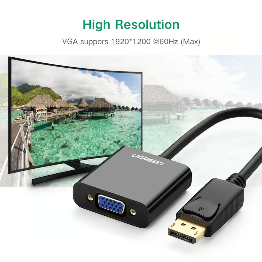 UGREEN 20415 | DisplayPort Male to VGA Female Converter | 1080p Full HD | Plug & Play | Gold-Plated Connectors | Compact Design