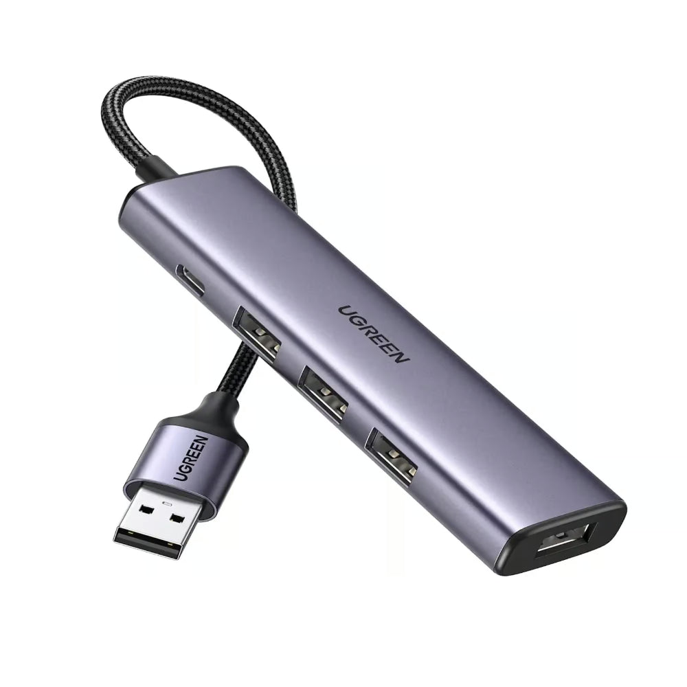 UGREEN 20805 | USB 3.0 Hub | 4 × USB-A Ports | Ultra-Slim Aluminum Design | Powered via USB-C | 5Gbps Transfer | For Laptop, PC, MacBook, Tablet