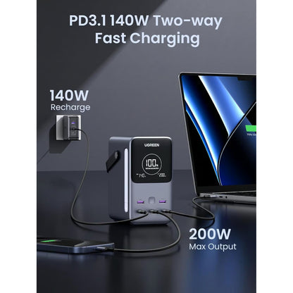 UGREEN 25286 Portable Charger | 48000mAh, 300W Power Bank, 5-Port USB-C, Smart Display, SOS Mode