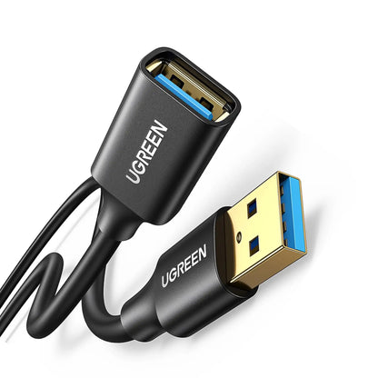 UGREEN | USB 3.0 Extension Cable | Male to Female | Gold-Plated Connectors | 5Gbps Transfer Rate | Black | For Laptop, PC, Printer, USB Hub, Flash Drive