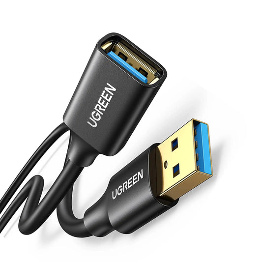 UGREEN | USB 3.0 Extension Cable | Male to Female | 1M (10368) / 2M (10373) / 3M (30127) | Gold-Plated Connectors | 5Gbps Transfer Rate | Black | For Laptop, PC, Printer, USB Hub, Flash Drive