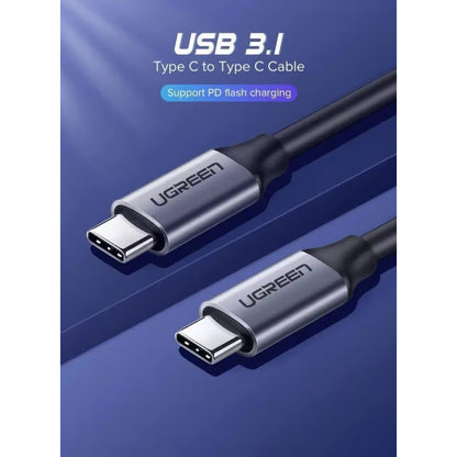 UGREEN US161 | USB-C to USB-C Cable | 60W USB 3.1 Fast Charging | 1.5M (50751) | Gray | PD Compatible | For Smartphones, Tablets, Laptops, Power Banks