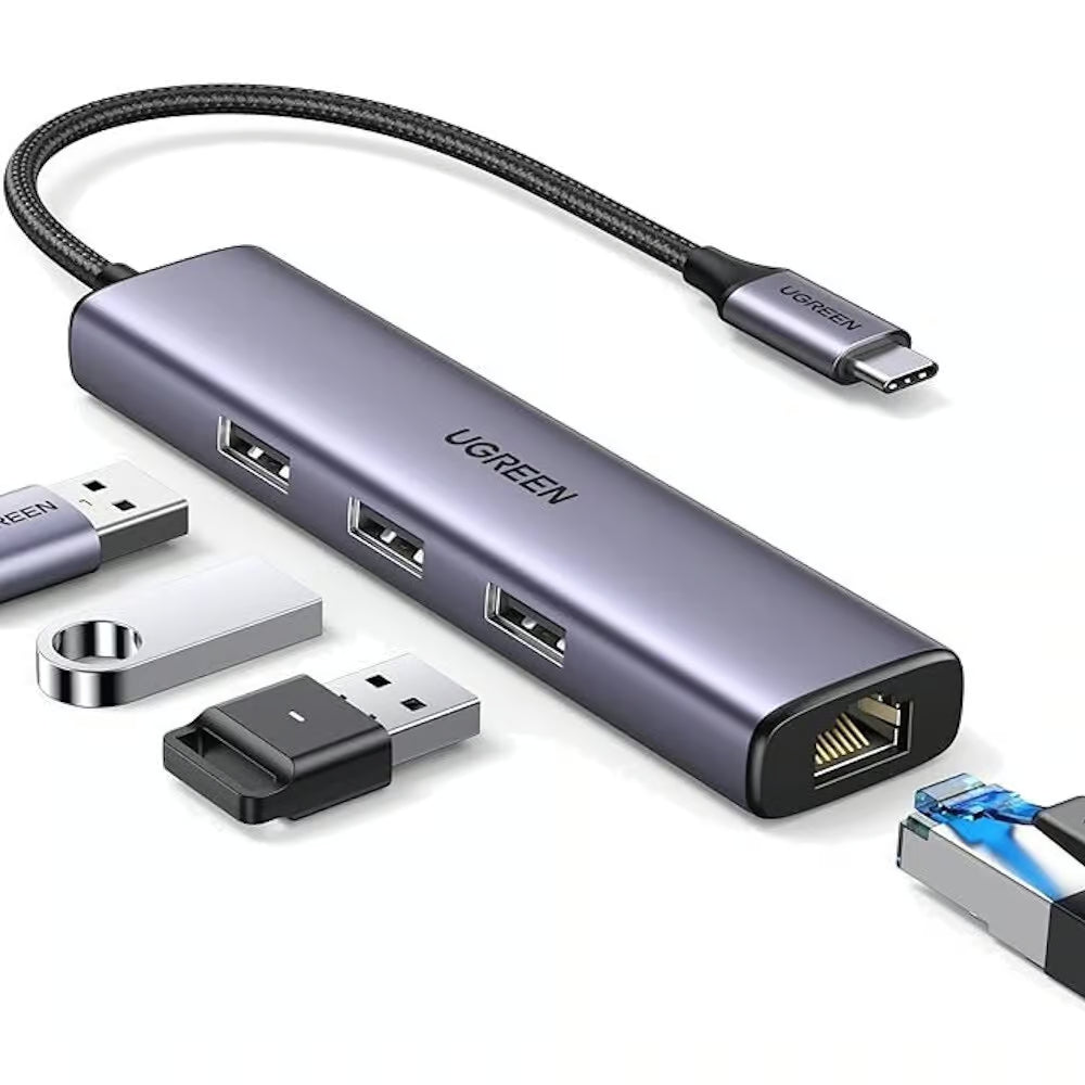 UGREEN 60600 | USB-C to 3-Port USB 3.0 Hub with Gigabit Ethernet
