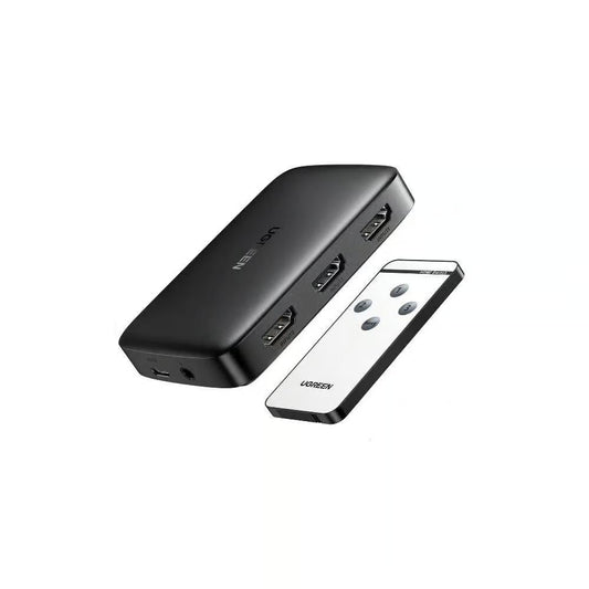 UGREEN 80125 | HDMI Switch 3 In 1 Out | 4K@30Hz | IR Remote Control | HDMI 1.4 | Plug & Play | Gold-Plated | Black