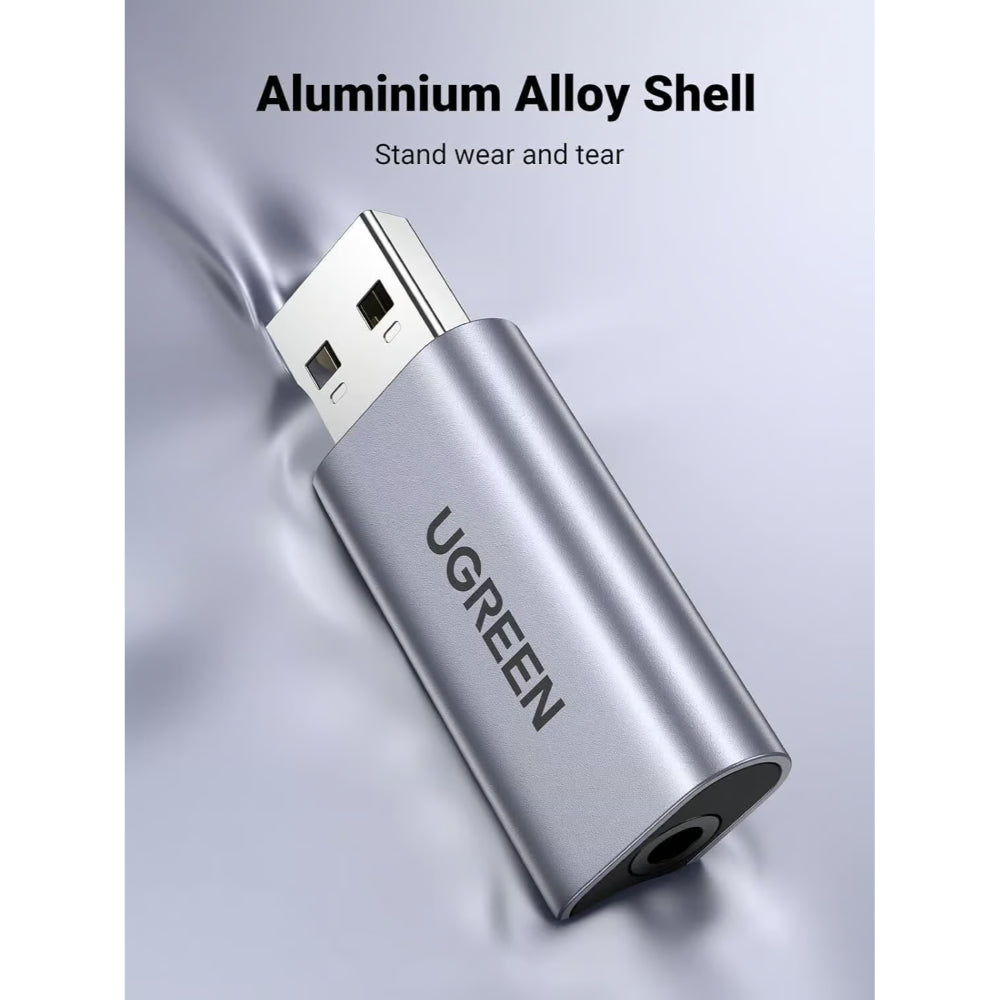 UGREEN 80864 | USB-A to 3.5mm Audio Adapter | External Sound Card | TRRS 4-Pole Combo Jack | Plug & Play | For Headset, Speaker, Microphone | For PC, Laptop, PS4, PS5, Mac