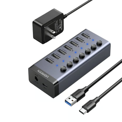 UGREEN 90307 | 7-Port USB 3.0 Hub | Smart Charging | Aluminum Alloy | External 12V/2A Power Adapter | 5Gbps High-Speed Data | For Laptop, PC, Mac, Keyboard, Mouse, Flash Drive