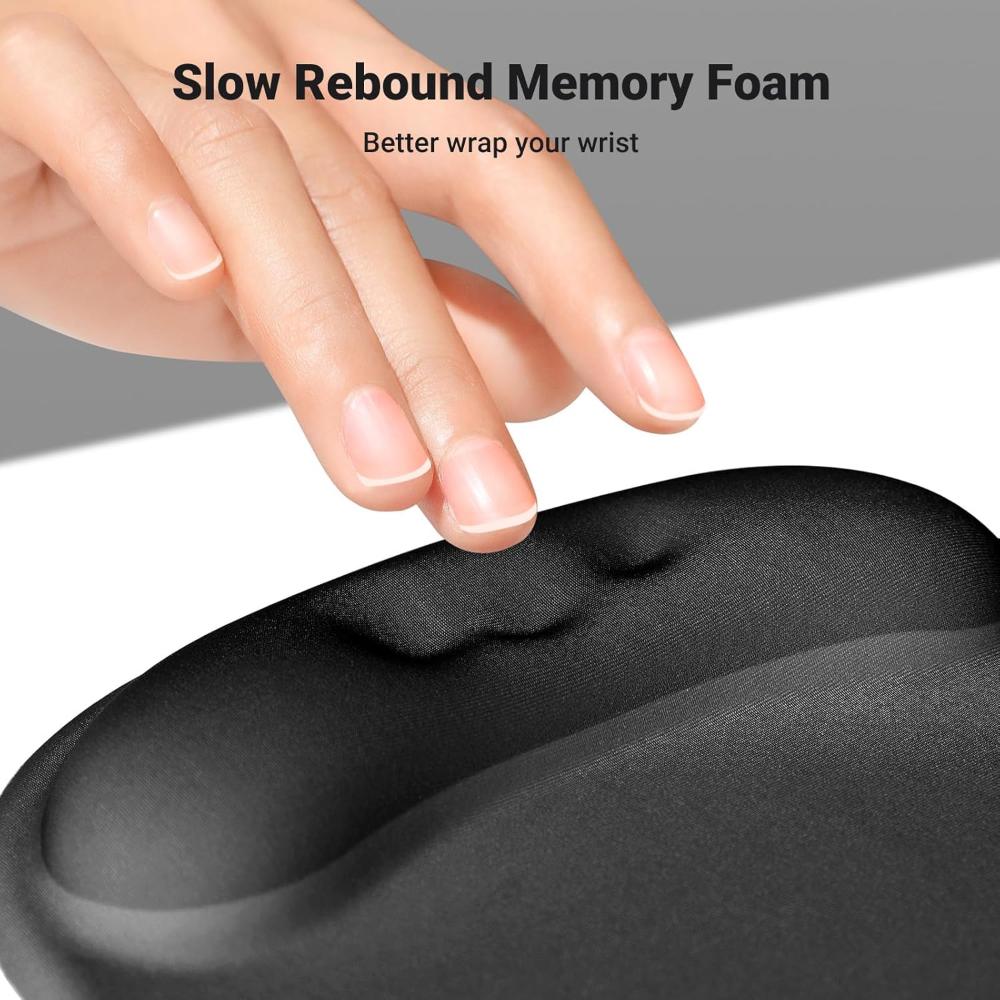 UGREEN LP668 Ergonomic Mouse Pad with Wrist Rest | 220 × 245mm | 5mm Base | Memory Foam Wrist Support | Smooth Lycra Surface | Non-Slip PU Base