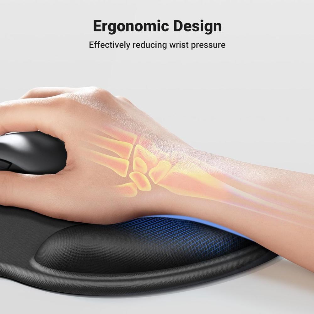 UGREEN LP668 Ergonomic Mouse Pad with Wrist Rest | 220 × 245mm | 5mm Base | Memory Foam Wrist Support | Smooth Lycra Surface | Non-Slip PU Base